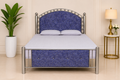 The Royal Blue Crown Stainless Steel Bed Frame | Luxury Metal Platform Bed