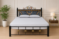 The Dark Marble & Gold Floral Black Iron Bed Frame | Premium Modern Bed