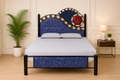 The Asymmetric Blue Marble & Multi-Color Round Metal Bed Frame