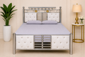 The Silver Star & White Patterned Stainless Steel Bed Frame